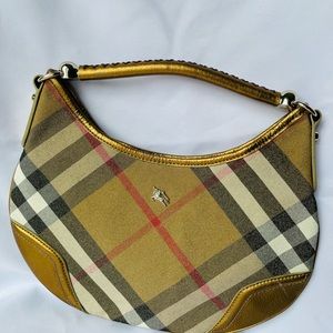 Burberry plaid gold metallic handbag